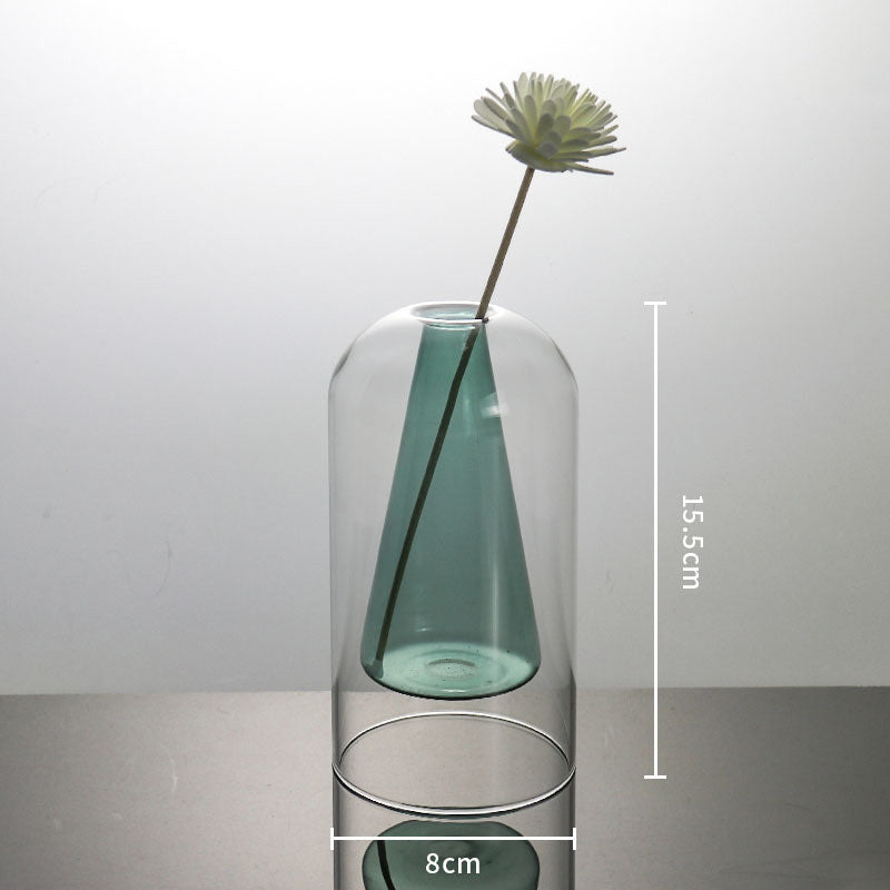 Vases Glass Vase Home Decor Room Decor Modern Wedding Decoration Hydroponic Flower Pot Double Glass Container Crafts Ornament - DropOnline.co