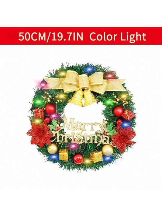 20-inch Bell-style Christmas Wreath - Warm Light & Colored Light Options - DropOnline.co