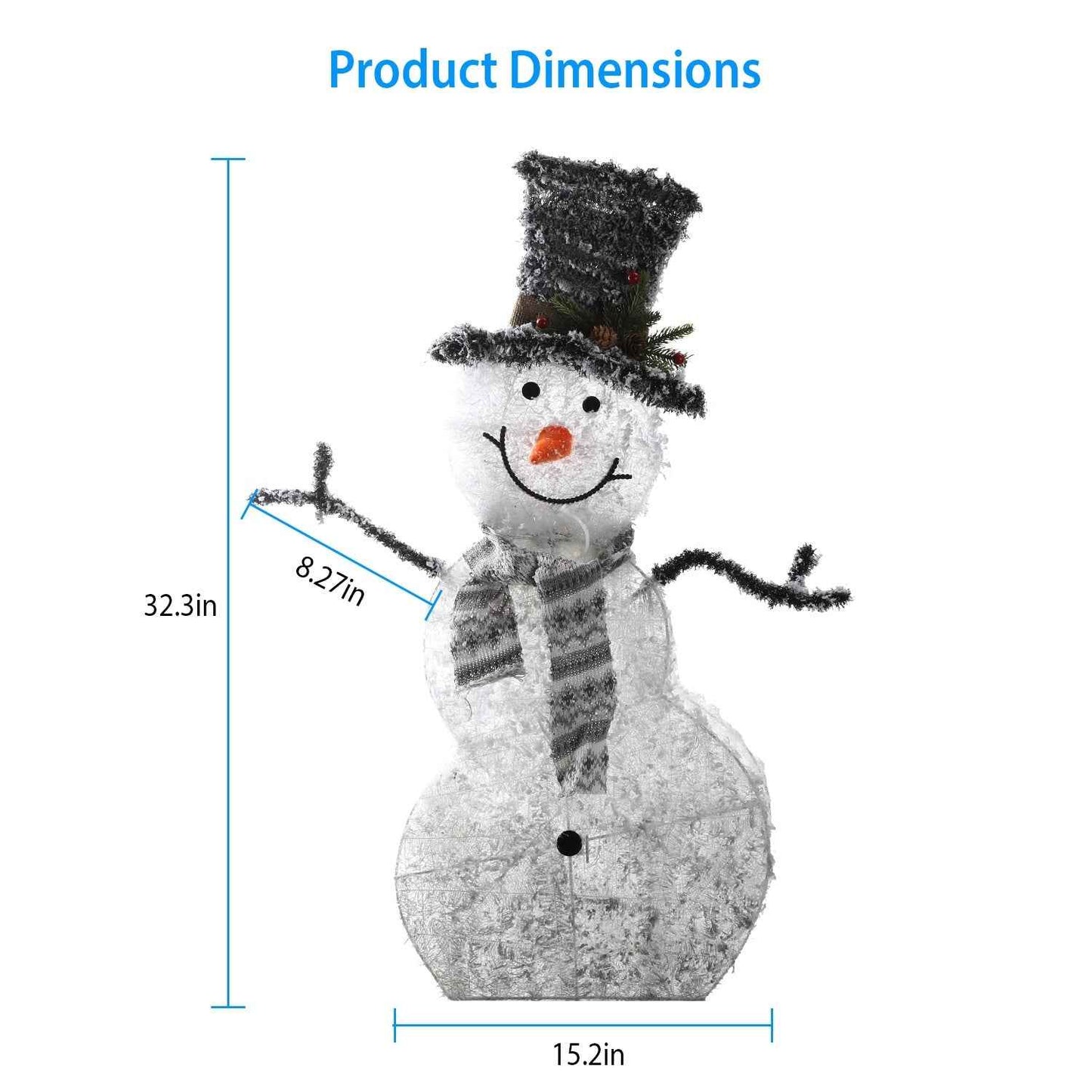 LED Christmas Snowman Decoration Light - Collapsible Battery Operated with Removable Hands - DropOnline.co