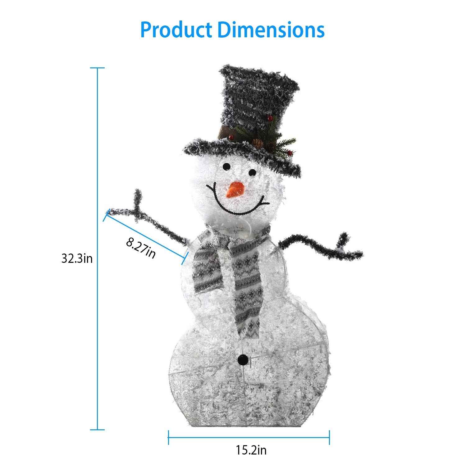 LED Christmas Snowman Decoration Light - Collapsible Battery Operated with Removable Hands - DropOnline.co