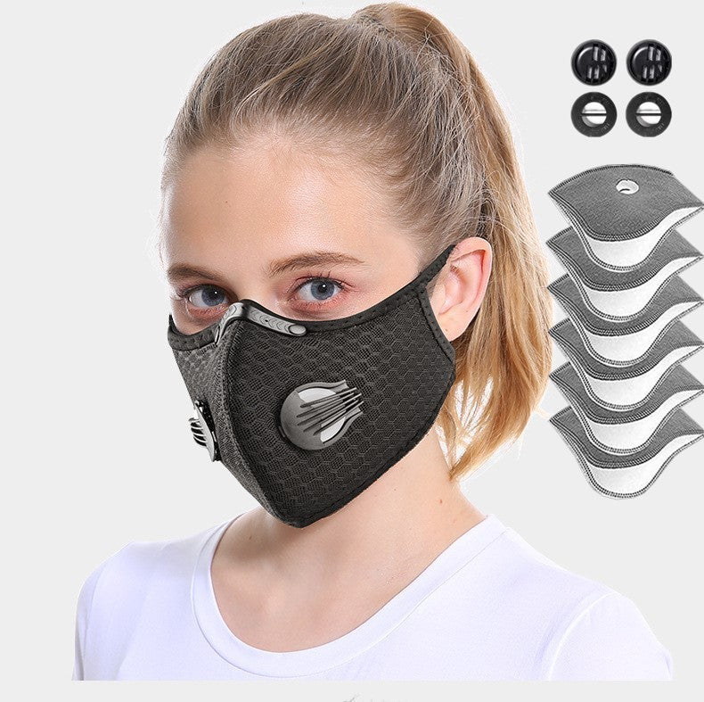 Sport Mask Cycling Face Mask Activated Carbon Filter Breathing Valves With Filter - DropOnline.co