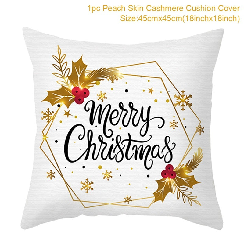 Christmas Printed Throw Pillow Cushion Cover - Festive Linen Holiday Decoration for Home - DropOnline.co