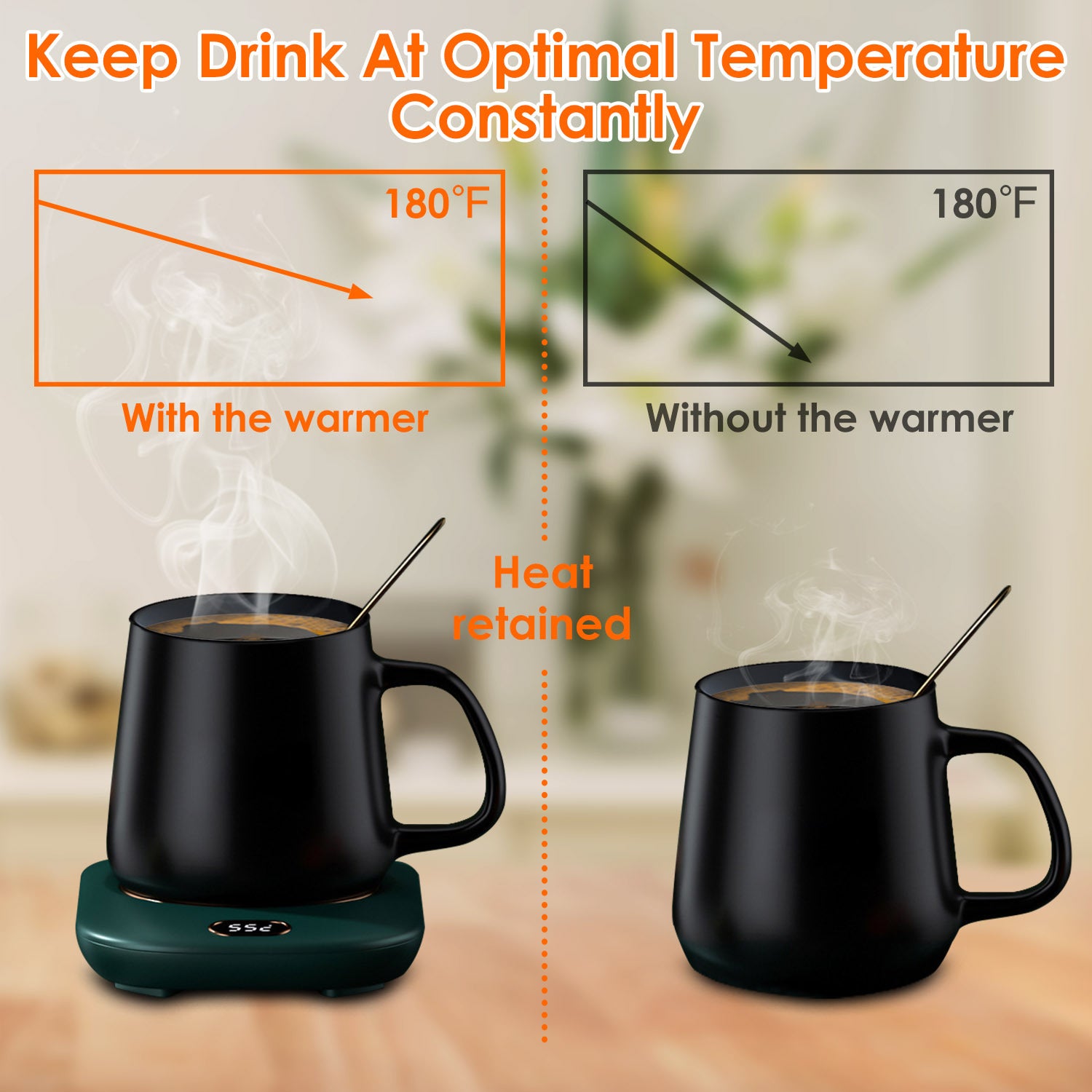 3 Color Options -- 1Pc Electric Coffee Mug Warmer For Desk Auto Shut Off USB Tea Milk Beverage Cup Heater Heating Plate For Office Home 3 Temperature Setting - DropOnline.co