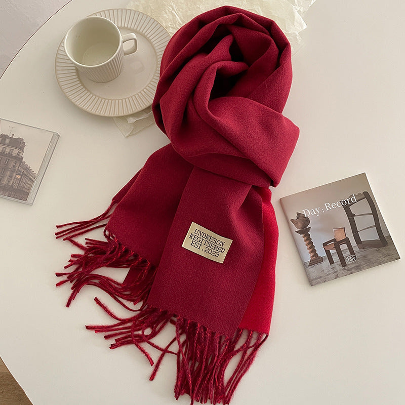 Double-Sided Artificial Cashmere Scarf - Women's Winter Warm Couple Scarf - DropOnline.co