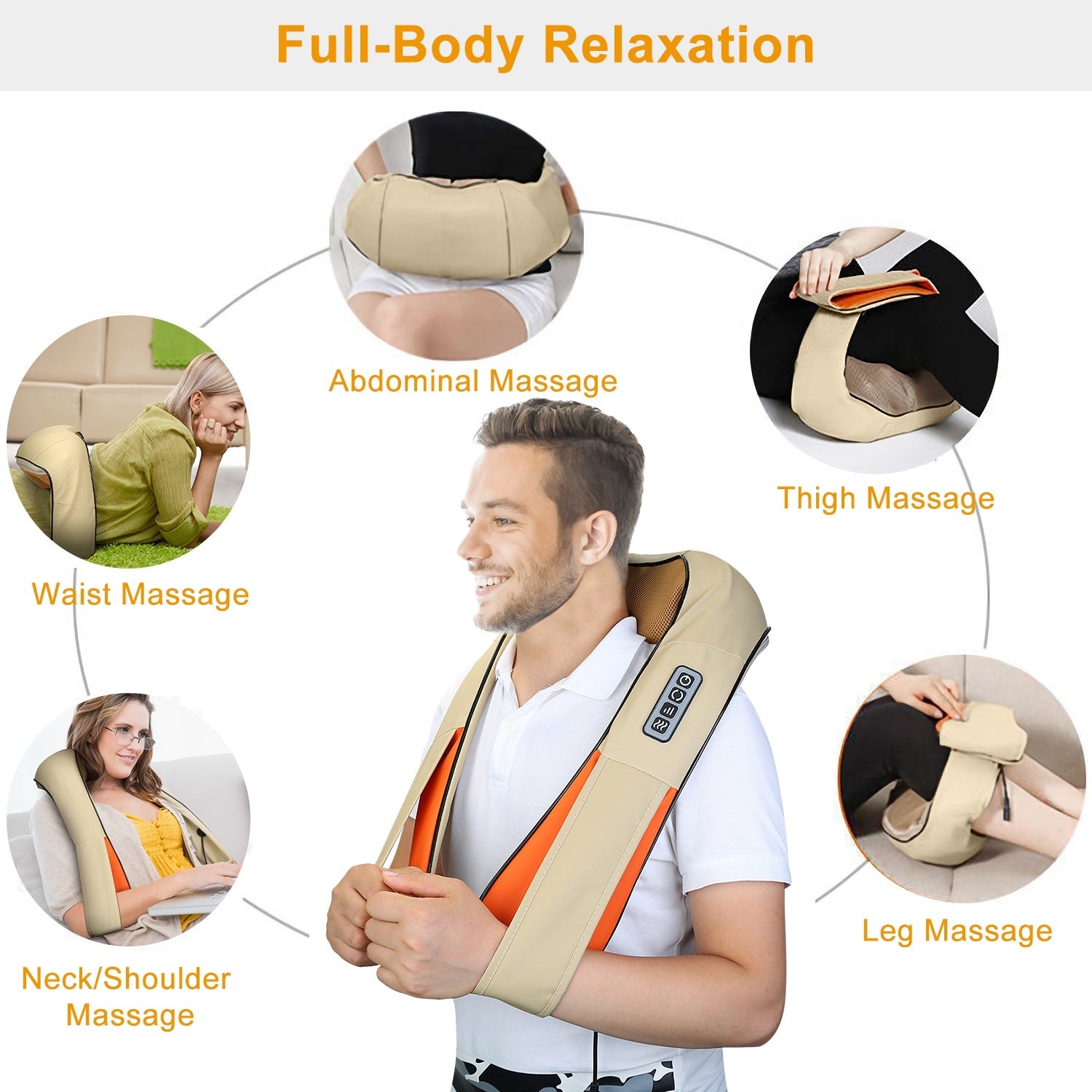 1Pc Neck Shoulder Massager Electric Back Massage Cape With Heat Deep Tissue 3D Kneading Massage Neck Waist Shiatsu Massager Pillow For Muscles Pain Relief Relax In Car Office And Home - DropOnline.co