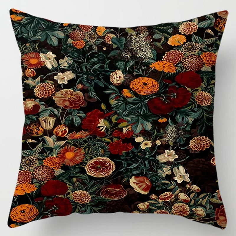 Floral Plant Pattern Cushion Cover - Botanical Bedroom Decor Throw Pillow Case - DropOnline.co