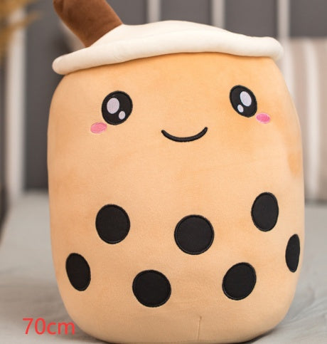 Boba Tea Plush Toy - Cute Strawberry Milk Tea Stuffed Animal Pillow Cushion for Kids - DropOnline.co