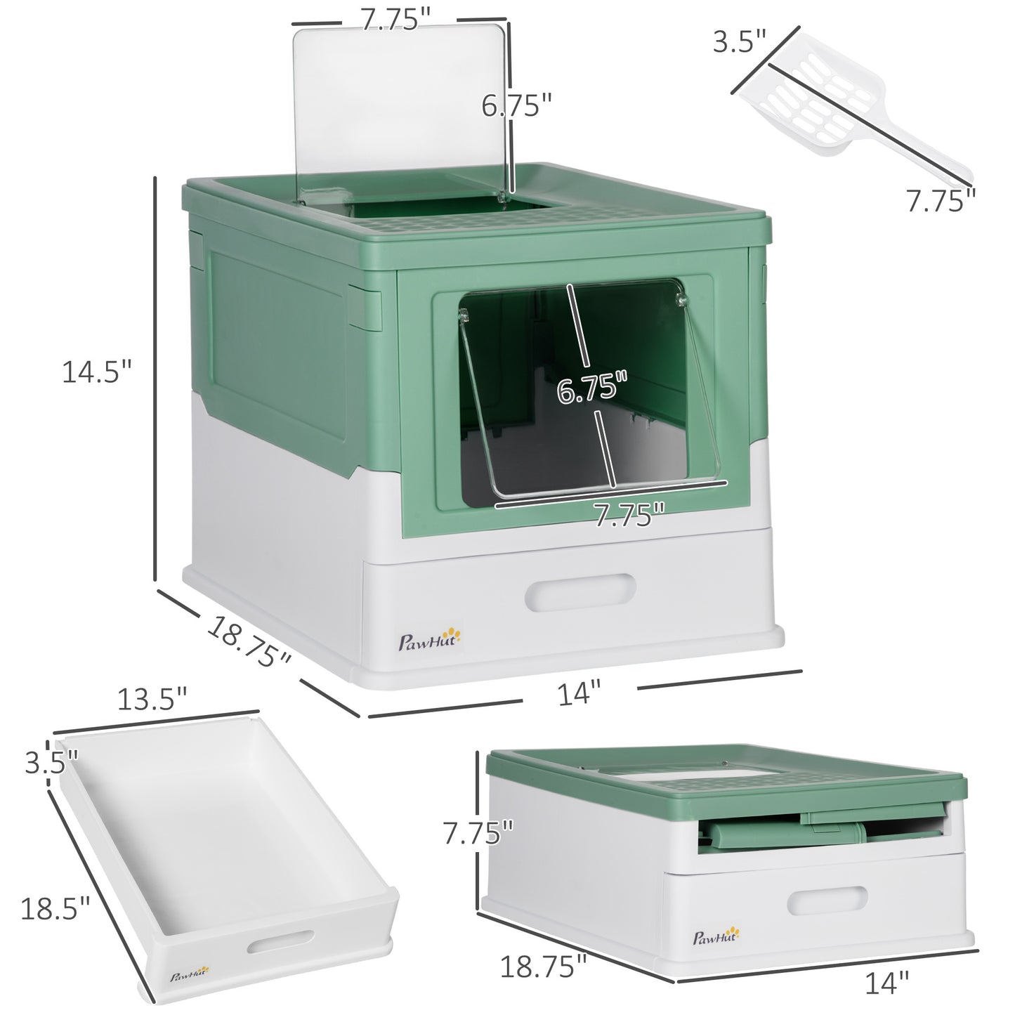 Fully Enclosed Cat Litter Box Portable Pet Toilet With Spoon Large Space - DropOnline.co