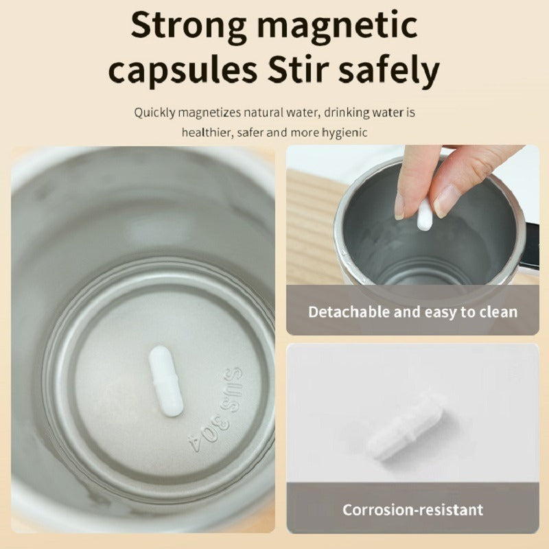 Automatic Coffee Stirring Cup, Stainless Steel Self-stirring Coffee Cup With Lid, Automatic Stirring, LED Intelligent Display Temperature - DropOnline.co
