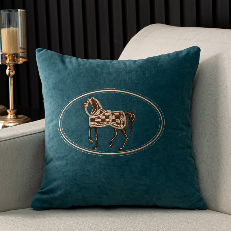 Hand-embroidered Cushion Cover Horse Pattern Pillowcase - DropOnline.co