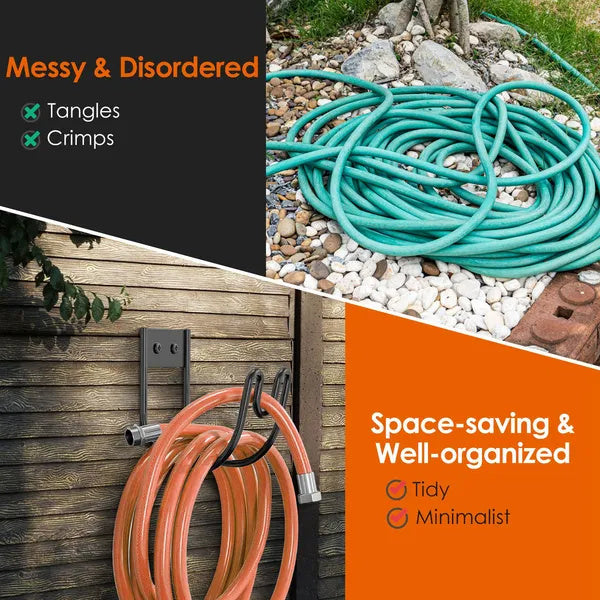 2Pack Heavy Duty Garden Hose Holder Stainless Steel Hose Hook Metal Hose Rack Reel Organizer For Water Hose Extension Cords - DropOnline.co