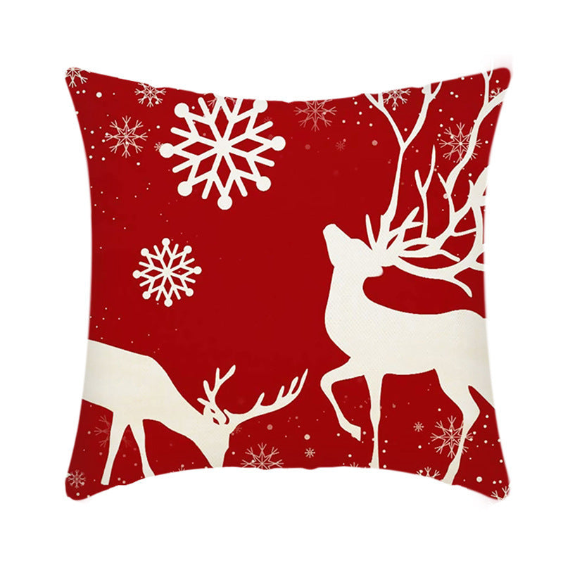 Merry Christmas Cushion Cover 45cm Elk Santa Claus Short Plush Sofa Pillow Cover Home Decor Pillowcase Christmas Decoration - DropOnline.co
