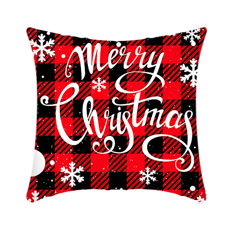 Merry Christmas Cushion Cover 45cm Elk Santa Claus Short Plush Sofa Pillow Cover Home Decor Pillowcase Christmas Decoration - DropOnline.co