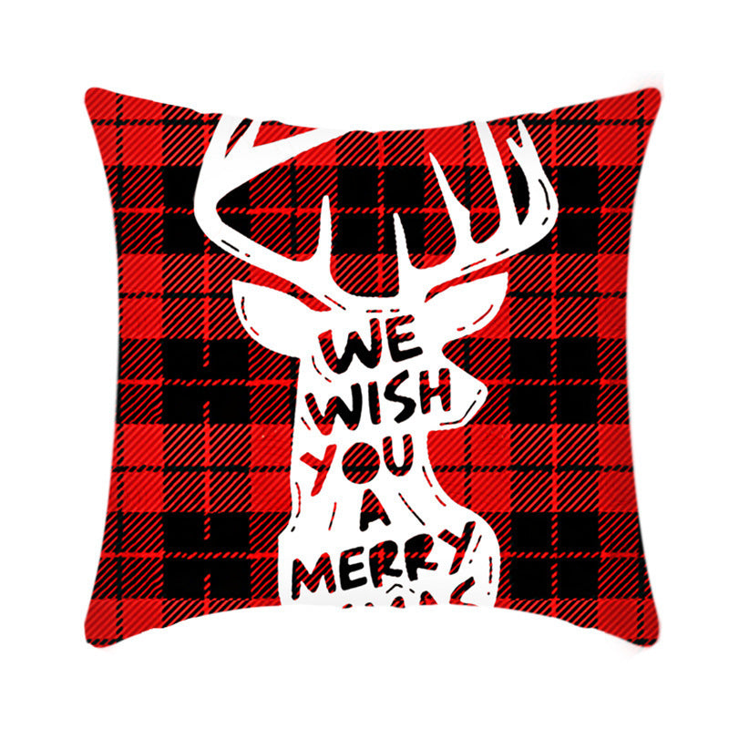 Merry Christmas Cushion Cover 45cm Elk Santa Claus Short Plush Sofa Pillow Cover Home Decor Pillowcase Christmas Decoration - DropOnline.co