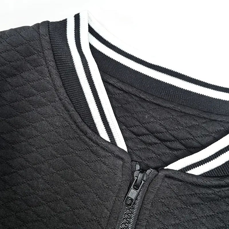 Women's Long Sleeve Contrast Trim Baseball Jacket - Casual Zip Up Sporty Top For Spring&Fall - DropOnline.co