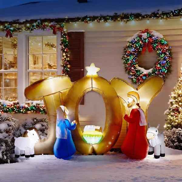 7.5FT Inflatable Nativity Scene with JOY Sign - LED Lighted Christmas Yard Decoration - DropOnline.co