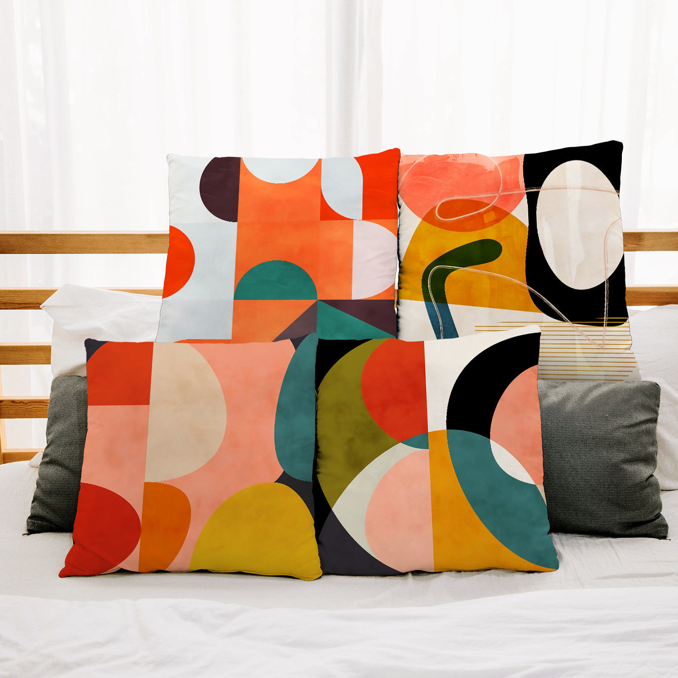 Simple Geometric Abstract Pattern Sofa Backrest Cushion Cover - DropOnline.co