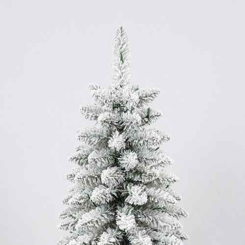 3 Pcs Flocked Artificial Christmas Tree Set with Lights - 4ft 5ft 6ft Snow Trees