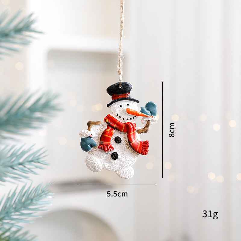 Christmas Resin Character Pendants - Santa Snowman Gingerbread Man Ornaments - DropOnline.co