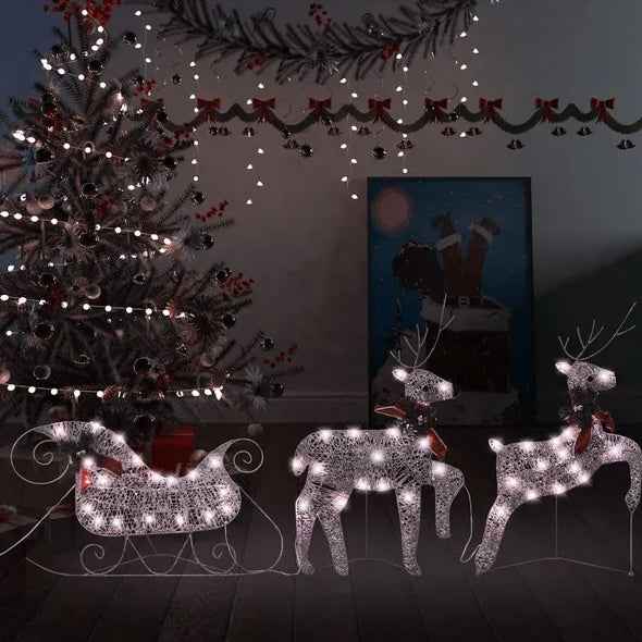 Reindeer & Sleigh Christmas Decoration - 60 LEDs Outdoor Gold - DropOnline.co