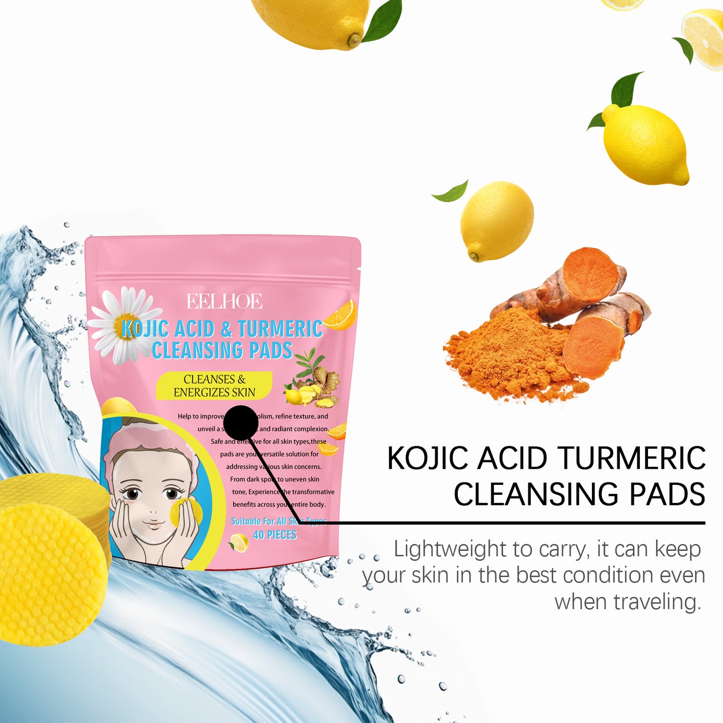 Turmeric Acid Cleansing Pad Gentle Cleansing Skin Care To Reduce Acne Face Brightening Delicate Pores - DropOnline.co
