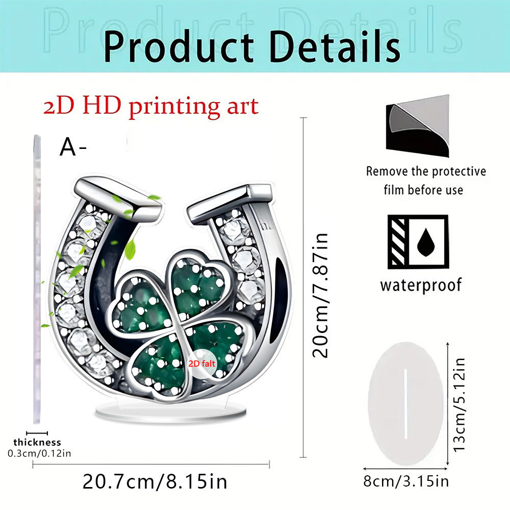 U-shaped Clover 2D Flat Acrylic Desktop Decoration - DropOnline.co