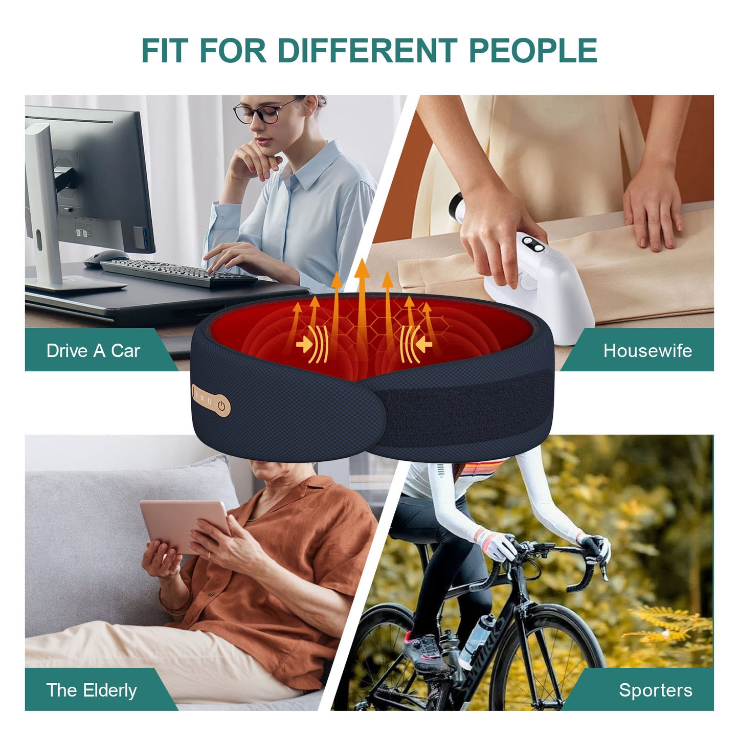 Smart Auto-Adjusting Heating Massager For Back Pain Relief, 4 Vibrations, 3 Modes, 3 Heat Levels, USB Rechargeable - DropOnline.co