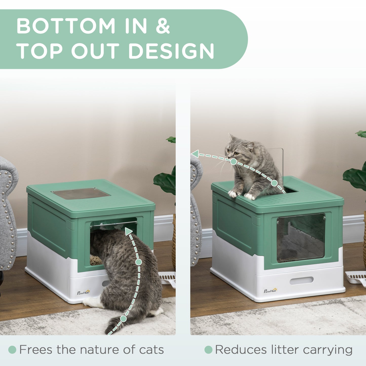 Fully Enclosed Cat Litter Box Portable Pet Toilet With Spoon Large Space - DropOnline.co