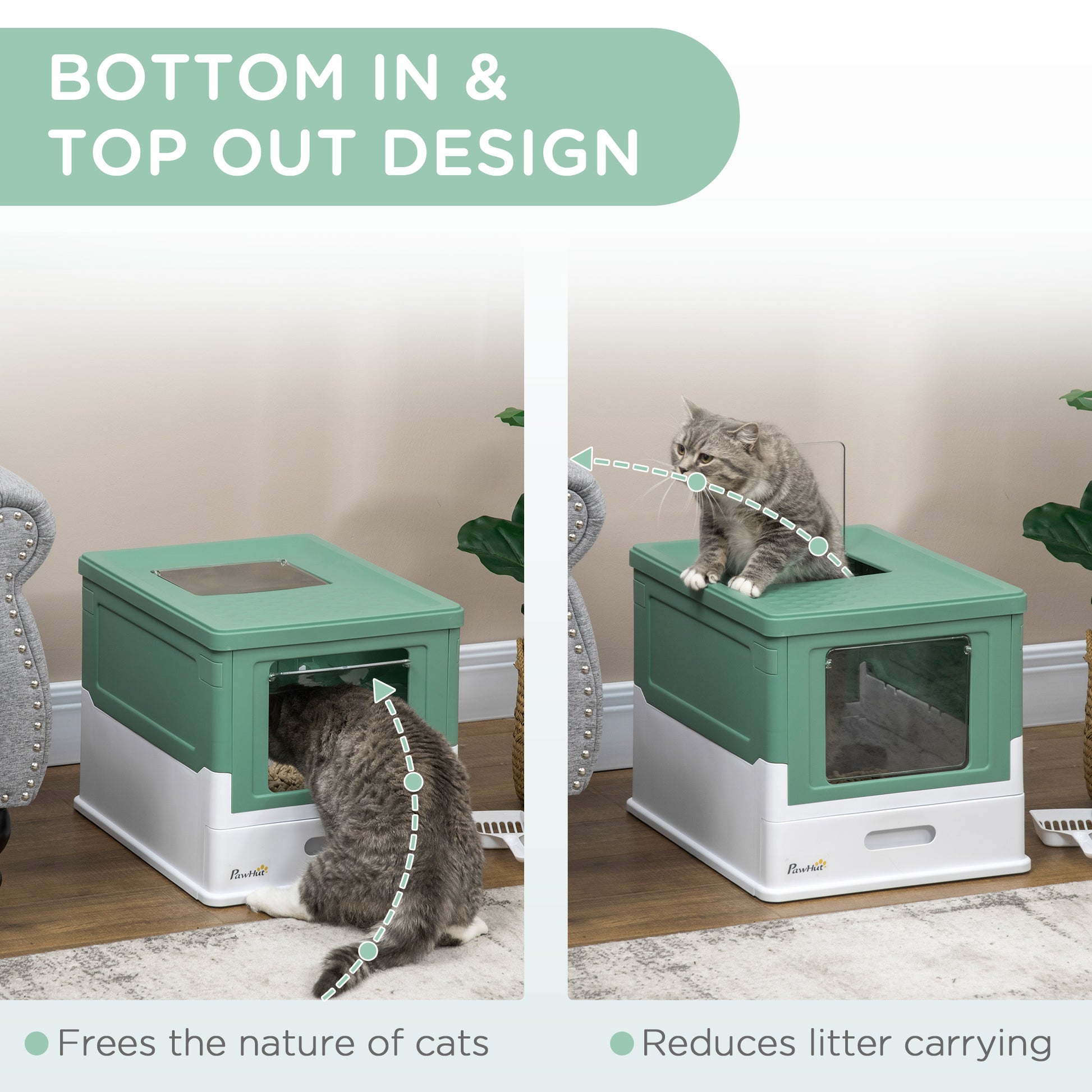 Fully Enclosed Cat Litter Box Portable Pet Toilet With Spoon Large Space - DropOnline.co