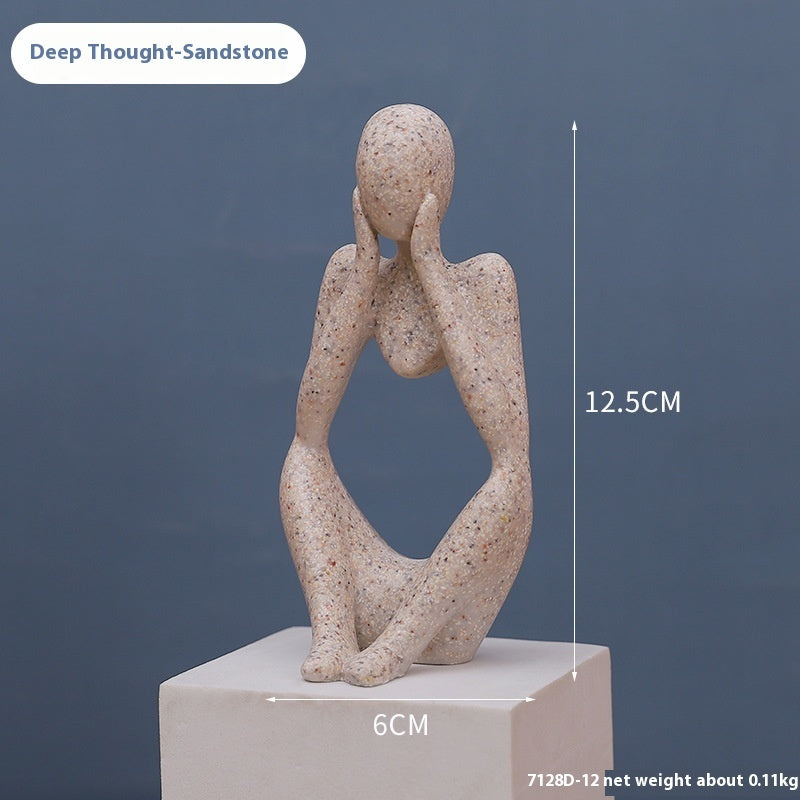 Mini Abstract Thinker Sculpture - Modern Resin Home Ornament Entrance Decoration - DropOnline.co