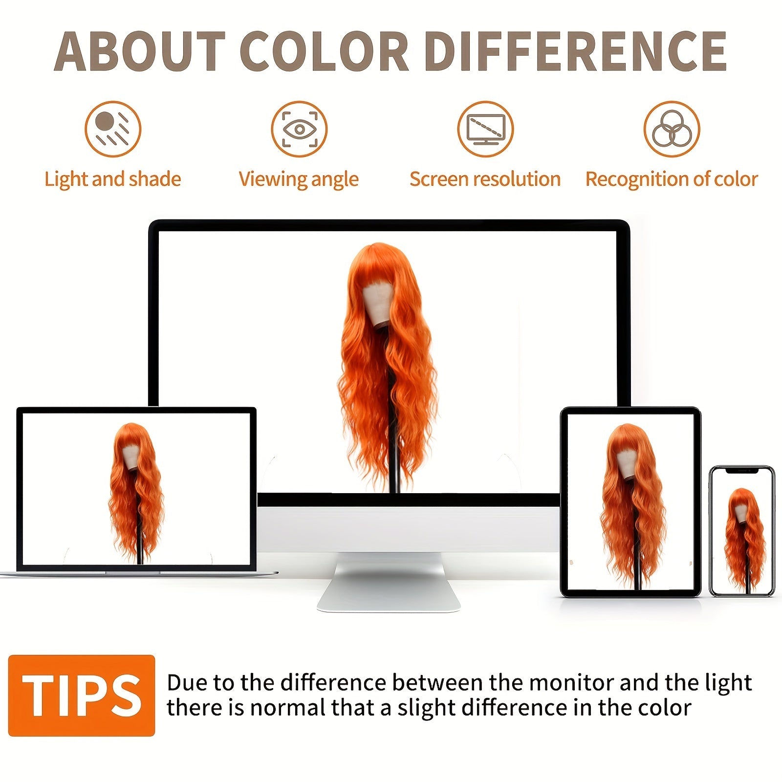 Elegant Long Orange Non-toxic Wig, Synthetic Wavy Hair Wig For Ladies, 28-inch Long Hair, Suitable For The Whole Scene - DropOnline.co