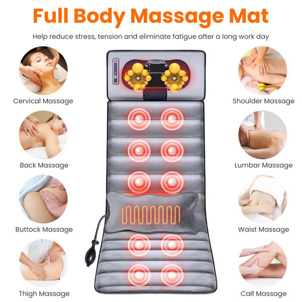 Full Body Electric Massage Cushion, Back Massage Mattress Chair Cushion With Neck Massage Pillow,With 10 Types Of Vibrating Motor Timers - DropOnline.co