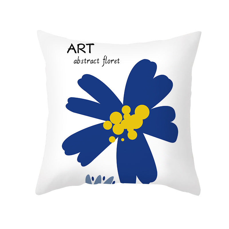 Ins Blue Abstract Super Soft Printing Pillowcase - Retro Art Sofa Cushion for Modern Home - DropOnline.co