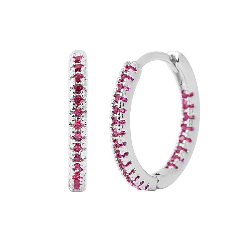 Circle Female Earrings Ear Clip Multicolor Zircon Elegant - DropOnline.co