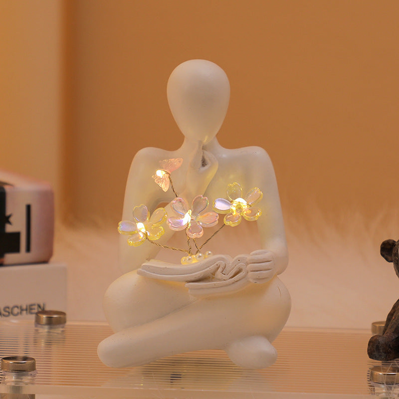 Silence Is The Golden Thinker Small Night Lamp Bouquet Handmade Ornaments Home Decor - DropOnline.co