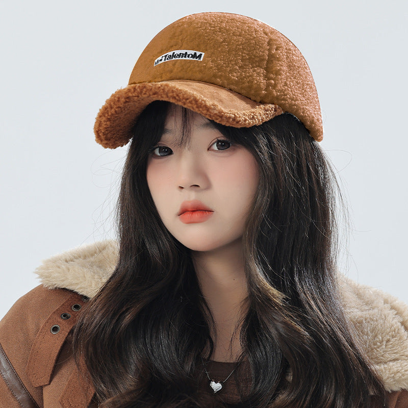 Autumn Winter Color Matching Fashion All-Match Plush Warm Peaked Cap - DropOnline.co
