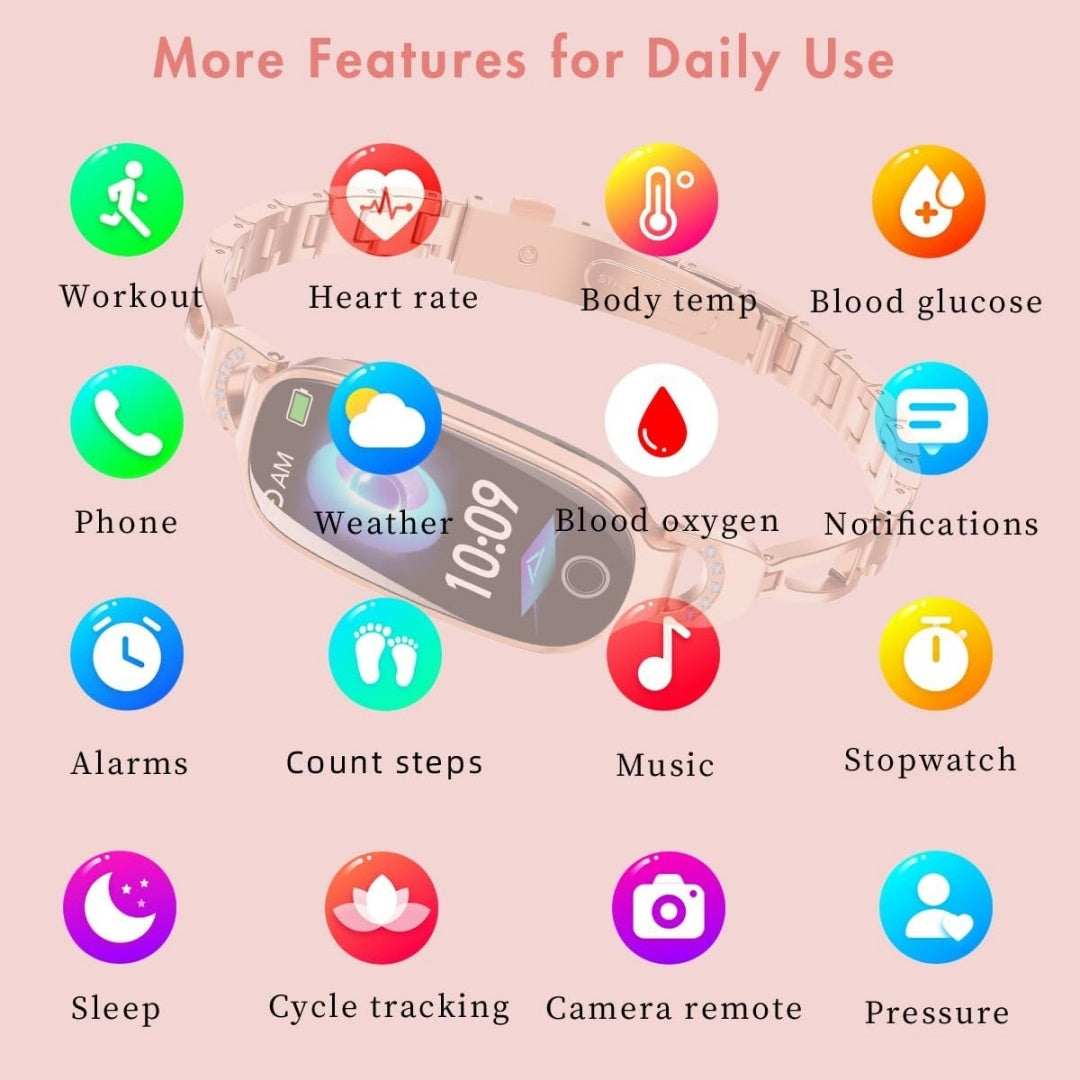 Smart Watch - Fitness Tracker And Menstrual Cycle Tracking, Heart Rate&Blood Pressure Monitoring, Sleep Tracking, Step Counter, Waterproof Smart Watch Compatible With IPhone&Android Phones - DropOnline.co