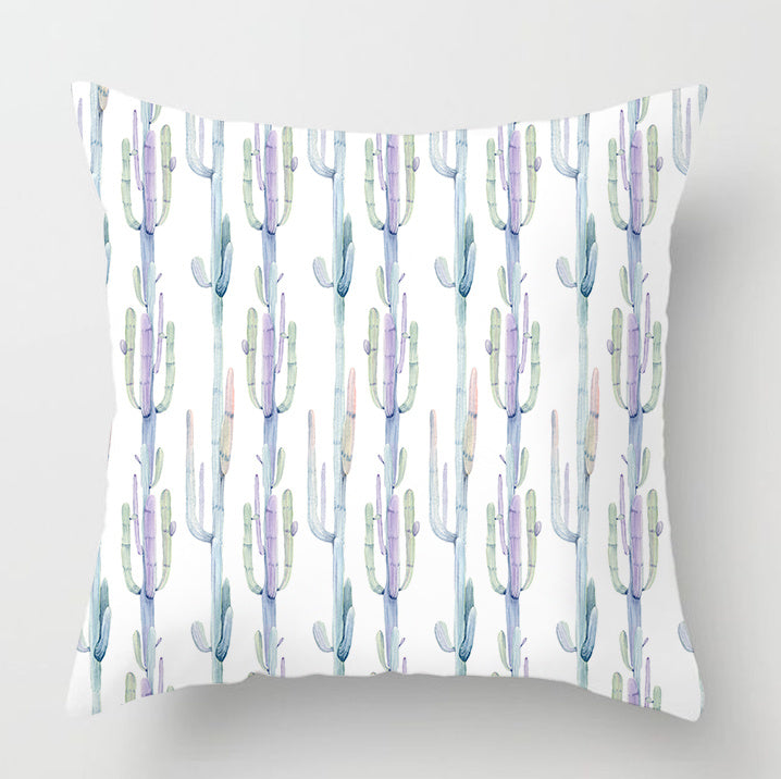 Watercolor Cactus Flowers Green Succulents Cushion Cover - DropOnline.co