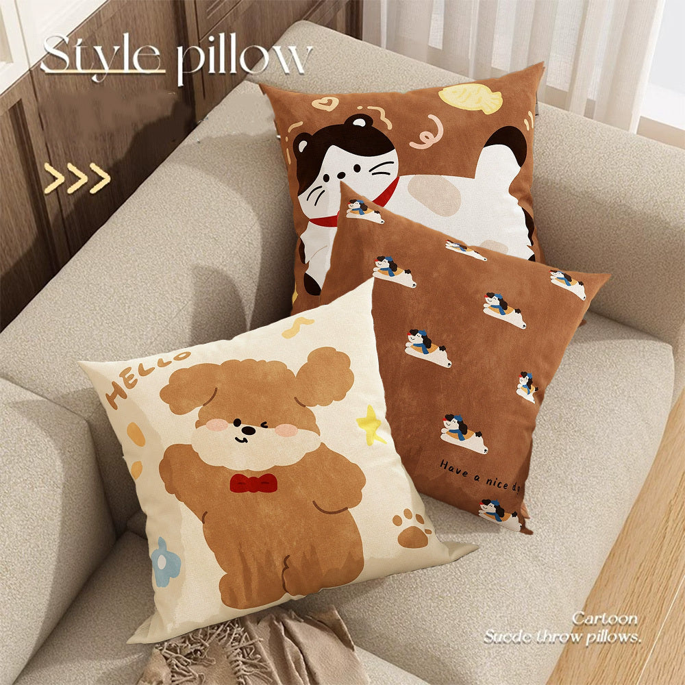 New Cute Dog Pillowcase Bedroom Cushion Cover Sofa Cushions Pillows Cover 45x45cm Pillow Case Home Decoration Car Office Seat - DropOnline.co
