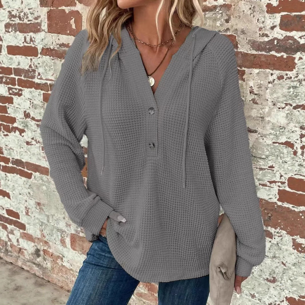 Women's V-Neck Long Sleeve Pullover Sweater - Casual Sports Style - DropOnline.co