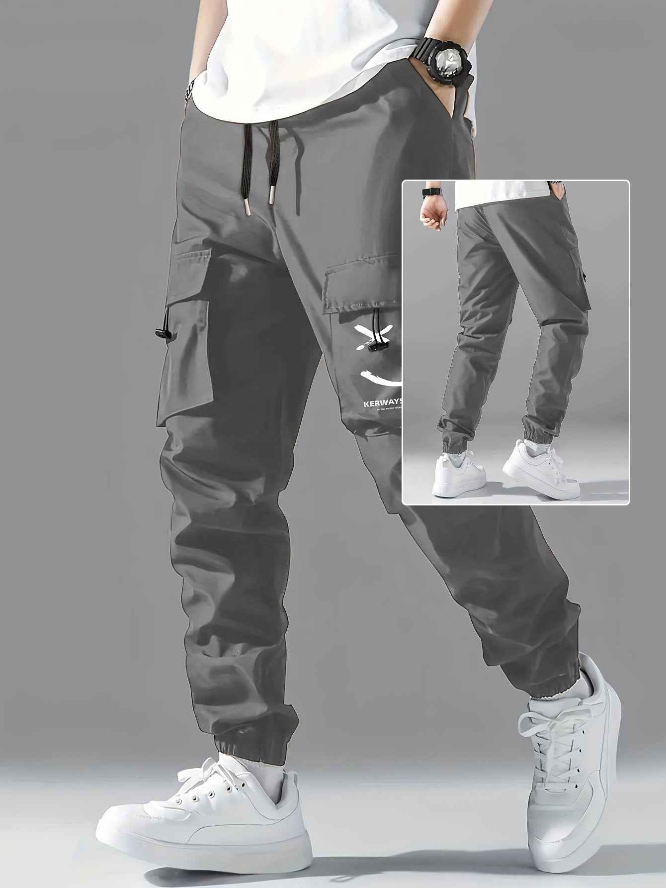 Men's Straight Ankle Tied Overalls - Wear-Resistant Casual Cargo Pants