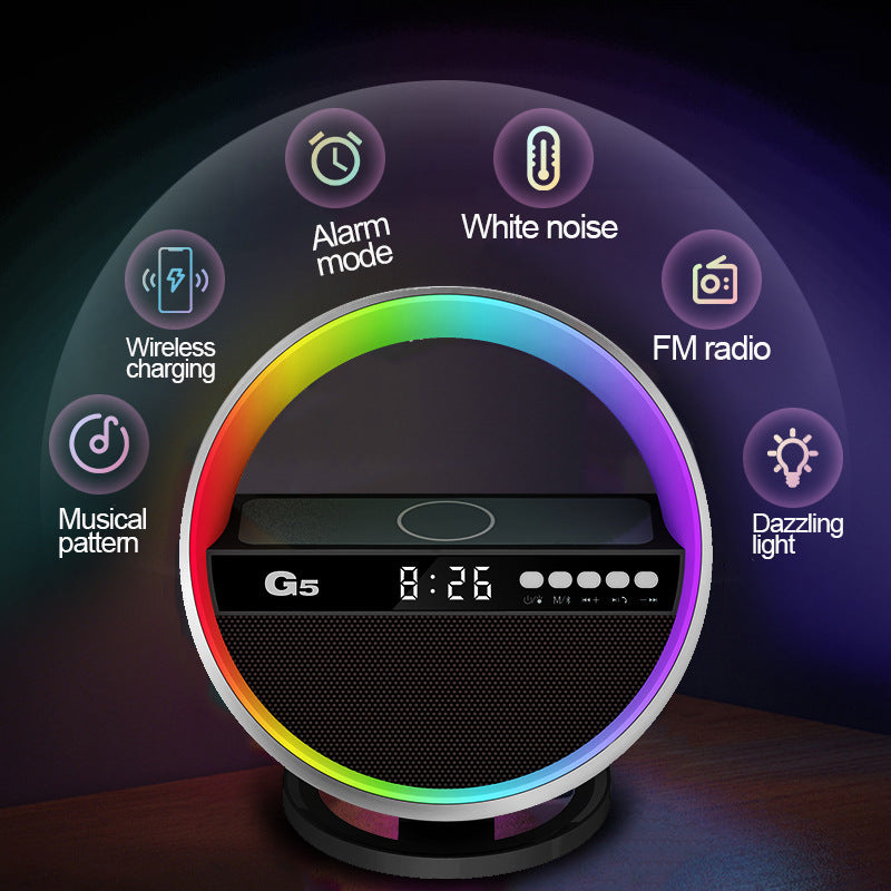 2024 New Multifunction RGB Night Light Wireless Charger Bluetooth-compatible Speaker Large G Ambience Light Home Decor - DropOnline.co