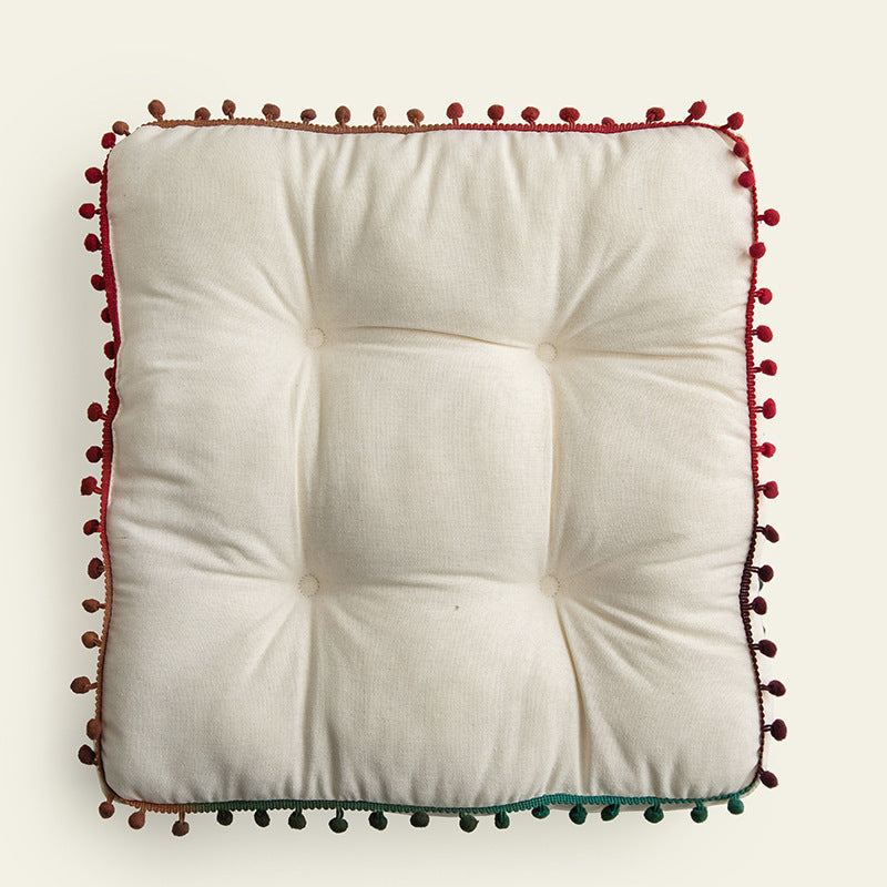 Nordic Ins Solid Color Fur Ball Thickened Cushion Home - DropOnline.co