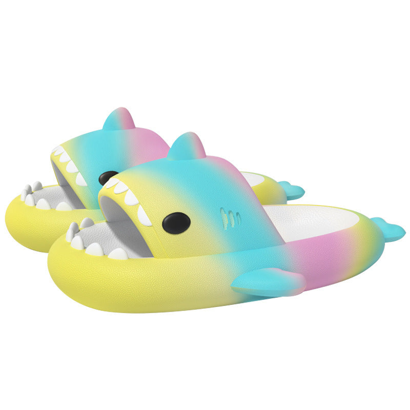 Gradient Rainbow Shark Slippers Women's Summer Indoor - DropOnline.co