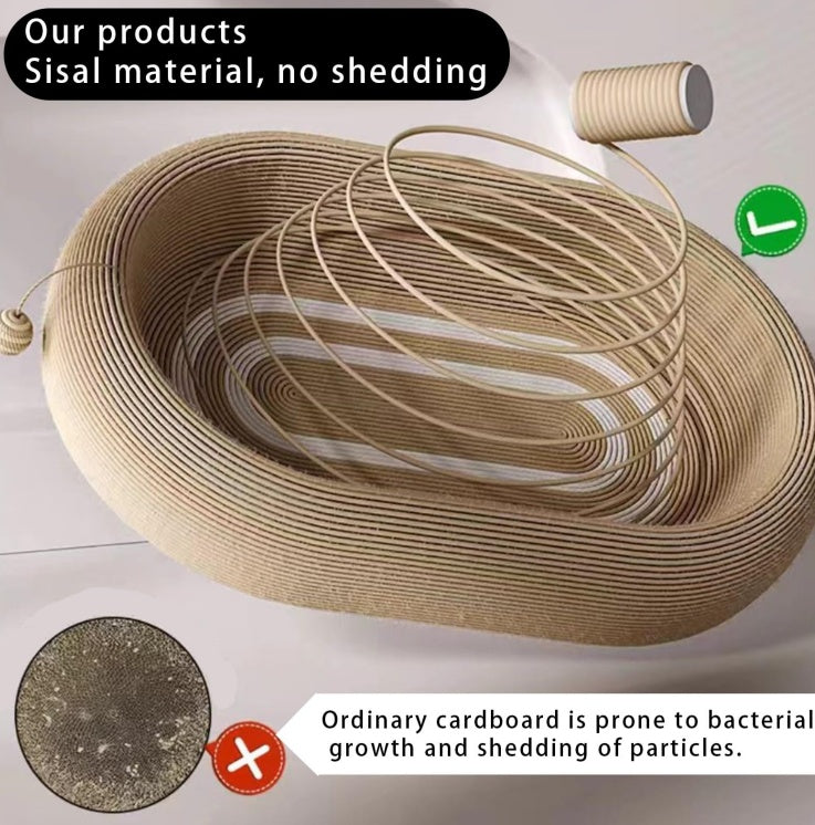 Large Space Sisal Cat Scratching Board Cat Bed, One-piece Enlarged And Widened Wear-resistant And Non-chipping Cat Scratching Basin With Cat Ball Toy, Concave Design Cat Bed For Scratching And Sleepin - DropOnline.co