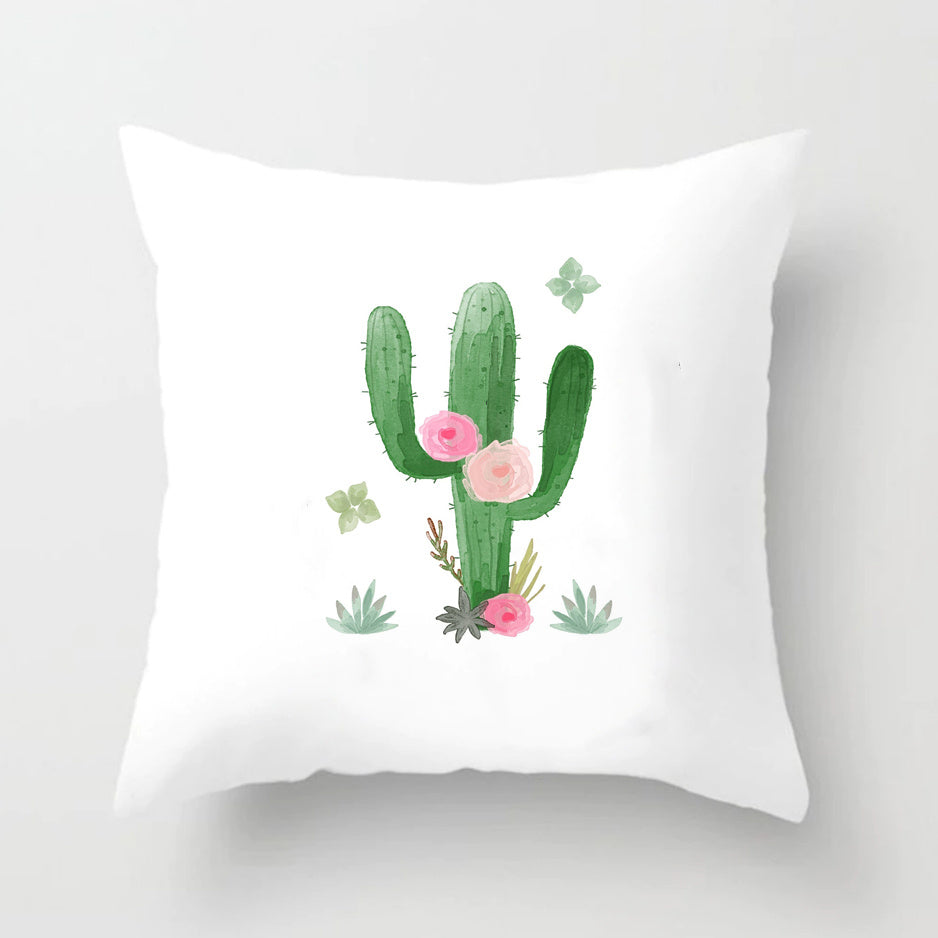 Soft Cactus Print Throw Pillow Cushion Cover - DropOnline.co