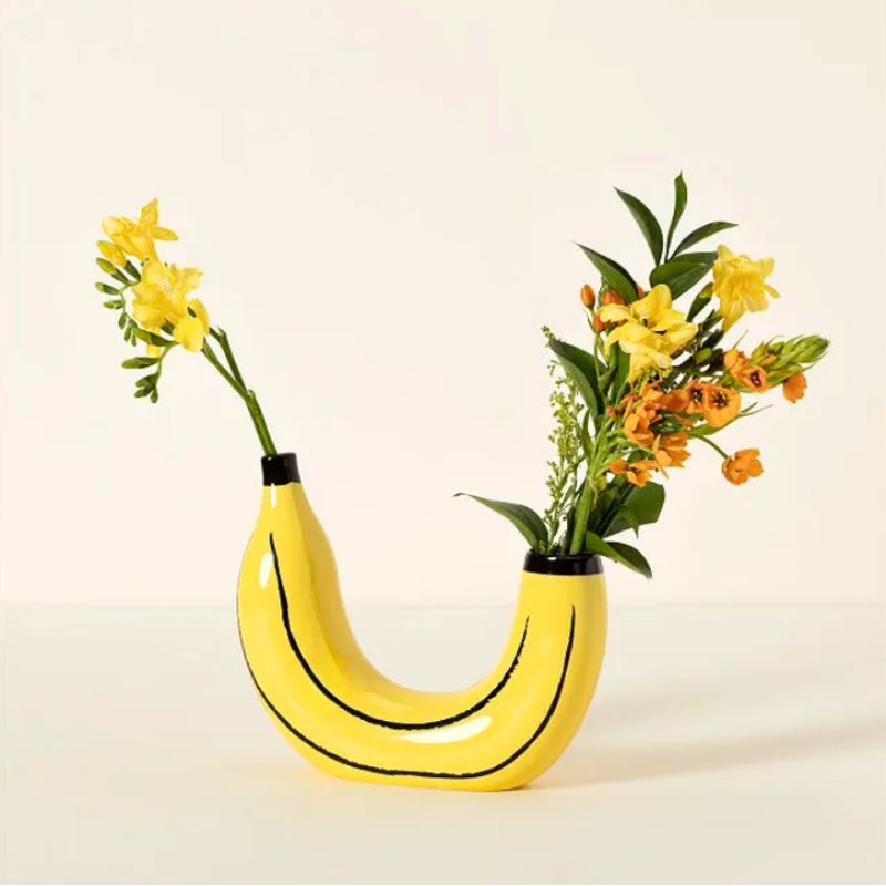 Simple Banana Vase Flower Arrangement Creativity Home Decor - DropOnline.co