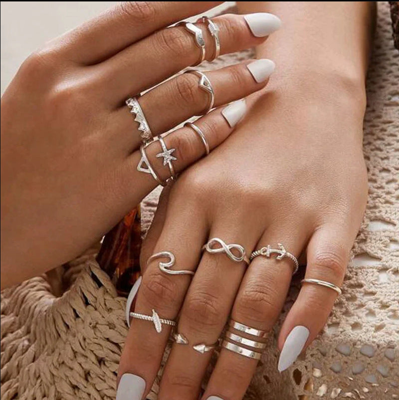 Silver Combination Ring Set - DropOnline.co