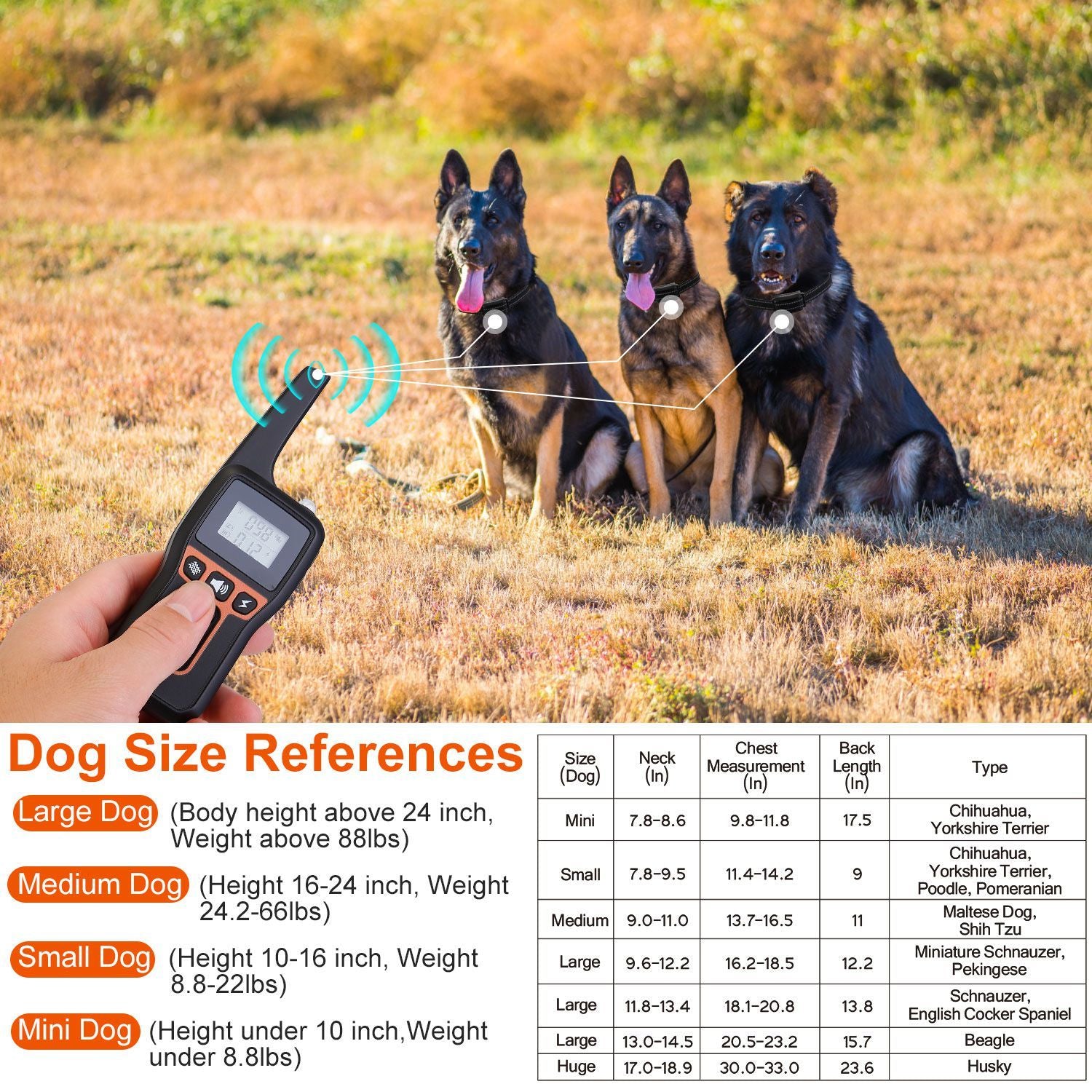 Train Collar OR Receiver Only Options - 3280FT Dog Training Collar IP67 Waterproof Pet Beep Vibration Electric Shock Collar 3 Channels Rechargeable Transmitter Receiver Trainer With Flashlight - DropOnline.co