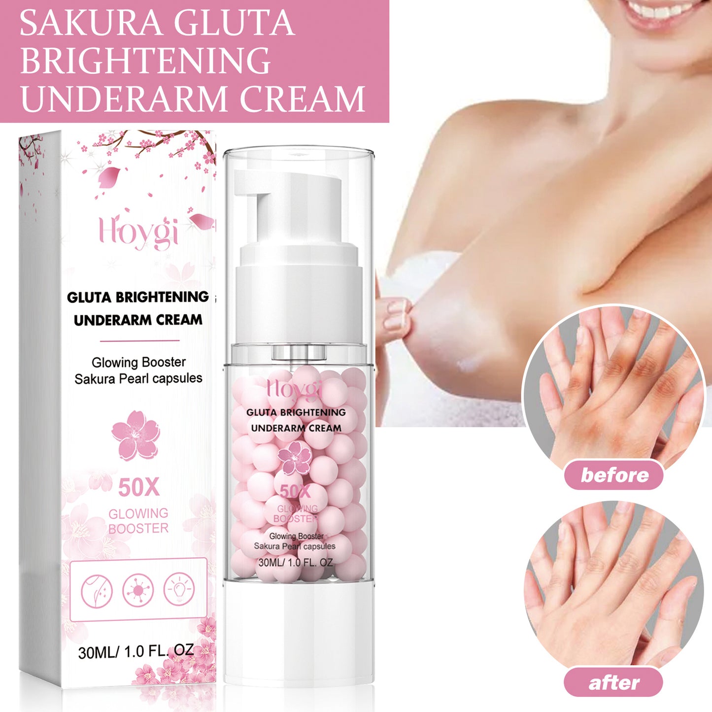 Hoygi Brightening Underarm Cream Lightens Dark Joints, Elbows And Armpits, Whitens Skin, Moisturizes And Beautifies Creams - DropOnline.co